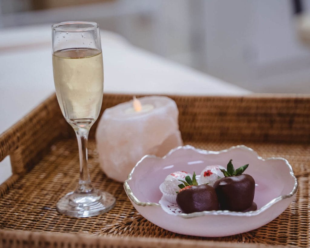 Wine & Chocolate-dipped Strawberries as Zen'd Out's Treats Zen'd Out Couples Massage Spa Treats