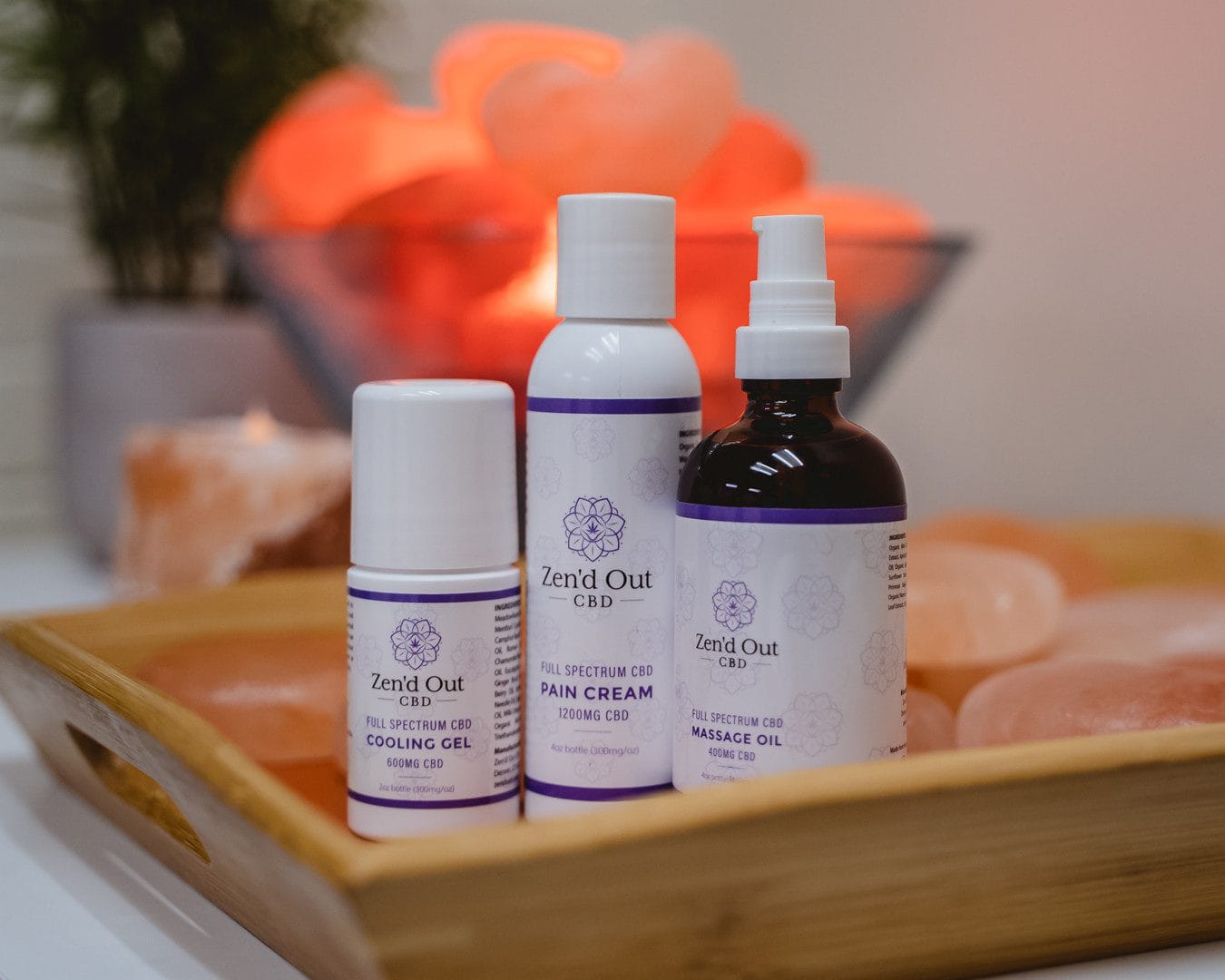 Zen'd Out Massage Spa's Full Spectrum CBD Cooling Gel, Pain Cream, & Massage Oil for our Massage Packages